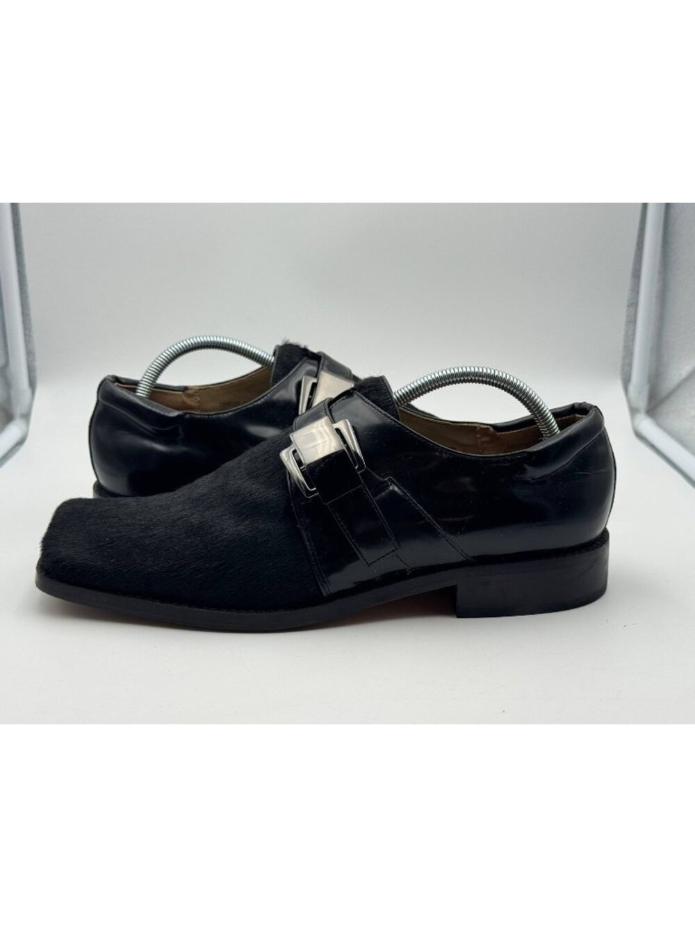 Giorgio Brutini Pony Hair Monk Strap Dress Shoes Black Leather 11M